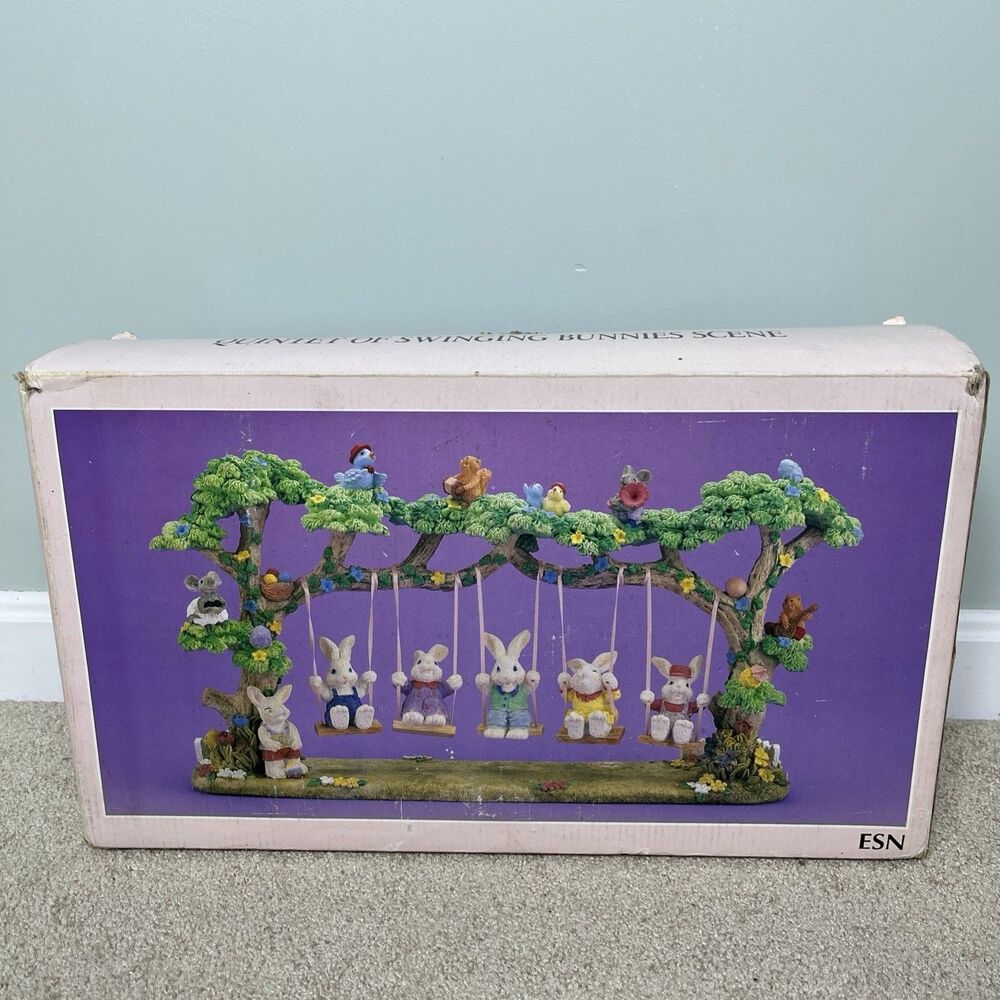 VTG‎ Jaimy Quintet of Swinging Bunnies Scene Easter Spring Figurine Sculpture - Picture 2 of 11